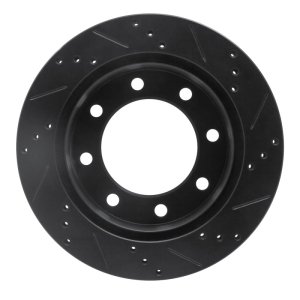 Ford F-250 Super Duty Brake Rotor (1) - Rear Left - R1 Concepts - Drilled & Slotted - Black - `99-`05